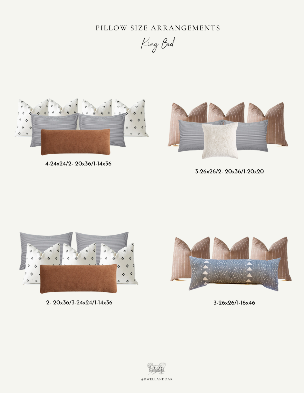 How to layer pillows on a king and queen bed dwell oak